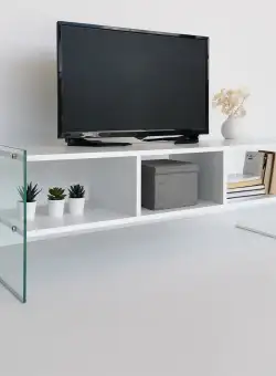 Comoda TV TV400, Alb, 35x45x120 cm