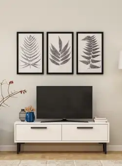 Comoda TV Webox cu 2 Compartimente, Alb, 120 x 45 x 30 cm