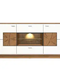 Comoda Urbano White Cu 2 Usi, 2 Sertare Si 1 Nisa Alb Si Natur, 170 Cm