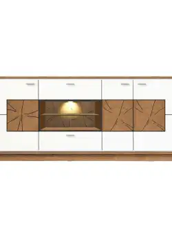 Comoda Urbano White Cu 3 Usi, 2 Sertare Si 1 Nisa Alb Si Natur, 195 Cm