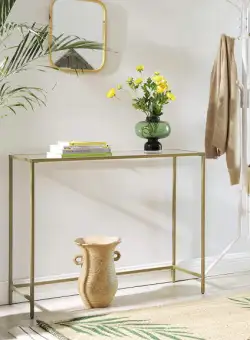 Consola Cu Picioare Reglabile, Auriu, 100 X 35 Cm