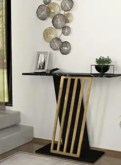 Consola Gravity Negru, Auriu 90x77x30 cm