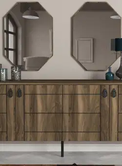 Consolă Lost Aynalı Console - Walnut, Nuc, 180x78x45 cm