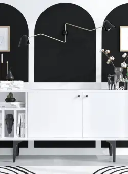 Consola Magnetor cu 2 usi rafturi, Alb, 150 x 80 x 40 cm