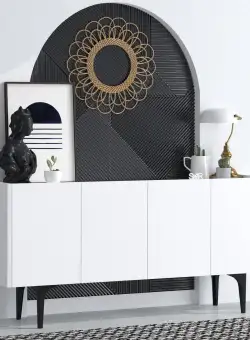 Consola Polaris cu 4 usi , Alb, 150 x 75 x 40 cm