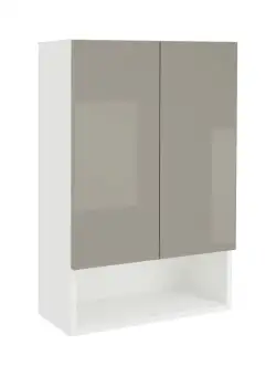 Corp Baie Zed, Suspendat, 2 Usi, Gri Lucios/Alb, MDF, L 48 x l 22 x H 72 cm