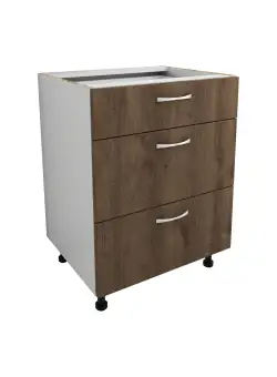 Corp Baza Karo, 3 Sertare, Stejar Bronz/Alb, 60 x 50 x 80 cm