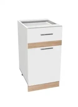 Corp inferior 40 YANA, 1 usa si 1 sertar, corp alb, fronturi alb + sonoma, 40x50x77 cm