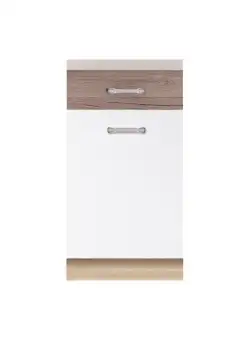 Corp inferior 45 ECO-3D, corp stejar sonoma, fronturi alb lucios + stejar sanremo, 45x51x82 cm