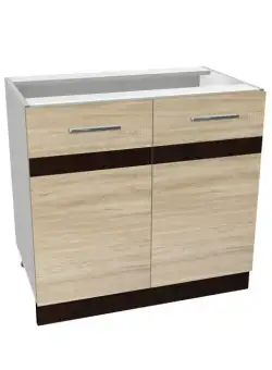 Corp inferior 80 YANA, 2 usi, corp alb, fronturi sonoma deschis + inchis, 80x50x77 cm