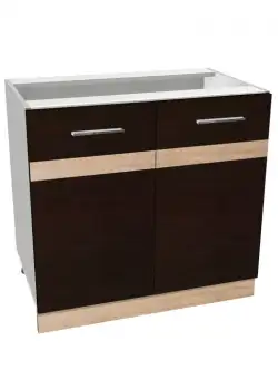 Corp inferior 80 YANA, 2 usi, corp alb, fronturi sonoma inchis + deschis, 80x50x77 cm