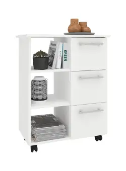 Corp Mobil Loma, 3 Sertare, 3 Rafturi, Alb, 64 x 35 x 85 cm