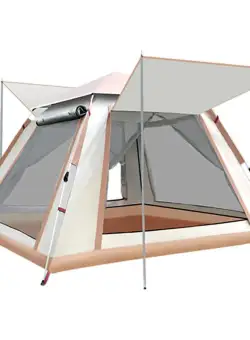 Cort camping 4-5 persoane cu deschidere automata pop-up, impermeabil, protectie UV, 4 usi