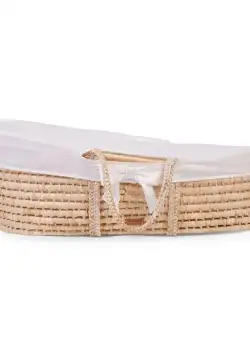 Cos bebe Childhome Moise din coji de porumb cu saltea, Husa Jerse Alb