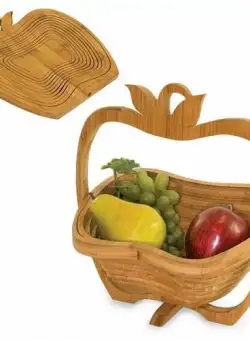 Cos de fructe pliabil in forma de mar din bambus