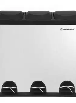 Cos De Gunoi Triplu Compartimentat Gri, 60.5 x 34 x 56.5 cm