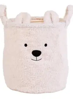 Cos depozitare Childhome 30x30x30 cm, Teddy Alb