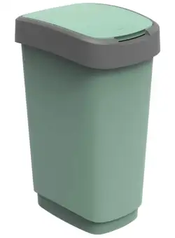 Cos gunoi plastic capac batant verde Rotho Twist 50 L