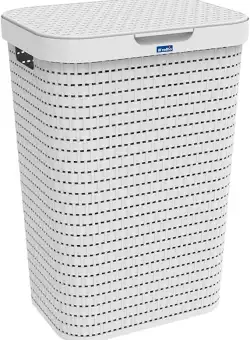 Cos rufe cu capac din plastic Alb Rotho Country 50 L