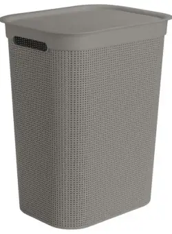 Cos rufe plastic cu capac cappuccino Rotho Brisen 50L