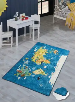 Covor de Copii World Map, Multicolor