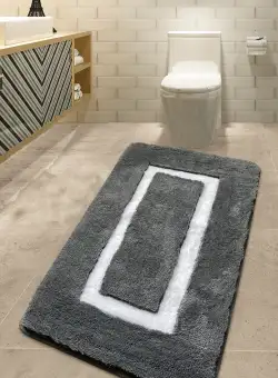 Covoras baie Quadrato Frame, Antracit, 100% acrilic, 70 x 120 cm