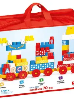 Cuburi de construit in gentuta DOLU D5028, 1+ an, 70 Piese (Multicolor)