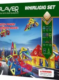 Cuburi de construit magnetice MAGPLAYER MPB-112, 112 piese 