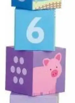 Cuburi de stivuit Ferma BigJigs BJ696 (Multicolor)