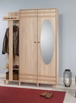 Cuier cu pantofar GARMANTO 135-200 Hall Stand 1, Stejar Sonoma, 194x36x135 cm