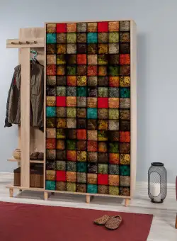 Cuier cu pantofar GARMANTO 135-200 Hall Stand 6, Stejar Sonoma, 194x36x135 cm