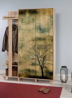 Cuier cu pantofar Garmanto 135-729, Stejar Sonoma, 135x194x36 cm