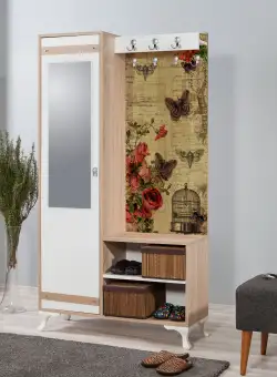 Cuier cu pantofar İNCİ-723 Hall Stand 4, Stejar Sonoma, 190x36x100 cm