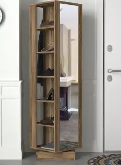 Cuier cu pantofar Roll - Walnut, Nuc, 45x180x45 cm