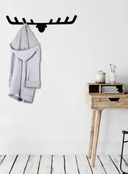 Cuier de hol metalic Antler, Negru, 17x1x66 cm