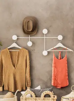 Cuier de hol metalic Metal Wall Hook Antonio 2, Alb, 82x60x10 cm