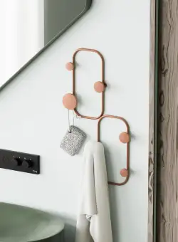 Cuier de hol metalic Metal Wall Hook Antonio 5, Cupru, 26x5 cm