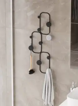 Cuier de hol metalic Metal Wall Hook Antonio 6, Negru, 28x70x5 cm