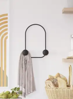 Cuier de hol metalic Metal Wall Hook Classic 4, Negru, 25x7 cm