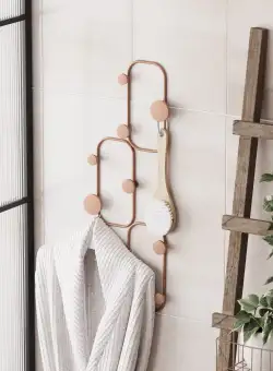 Cuier de hol metalic Metal Wall Hook Elegance 2, Cupru, 28x70x5 cm