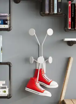 Cuier de hol metalic Metal Wall Hook Vintage 1, Alb, 24x16 cm