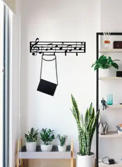 Cuier metalic Note, Negru, 19x0,2x60 cm