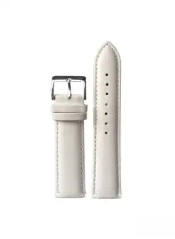 Curea Ceas din Piele, Clasic, Uni, Catarama Argintie, 22mm, Alb, ORSMF12/22A
