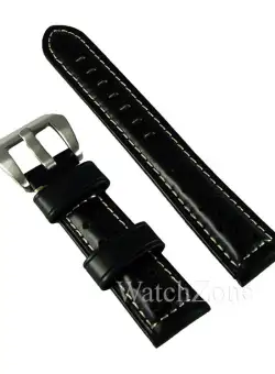 Curea Ceas Neagra Cusatura Alba 20mm 22mm 24mm