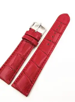 Curea Ceas Piele Rosie Cu Imprimeu Crocodil 12mm - 26mm