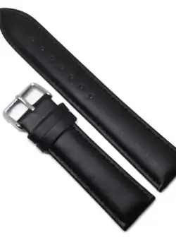 Curea pentru Ceas Piele, Clasic, Catarama Argintie, 20mm, Negru