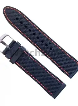 Curea silicon neagra avand cusatura orange 22mm