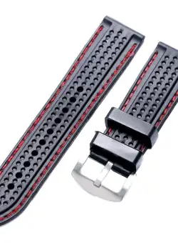 Curea Silicon Neagra + Cusatura Rosie 22mm 24mm 26mm
