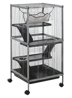 Cusca din metal pentru rozatoare PawHut, 52x52x113.5cm, gri | AOSOM RO