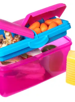 Cutie alimente din plastic 3 comp+sticluta apa Sistema Lunch Box Quaddie 2L